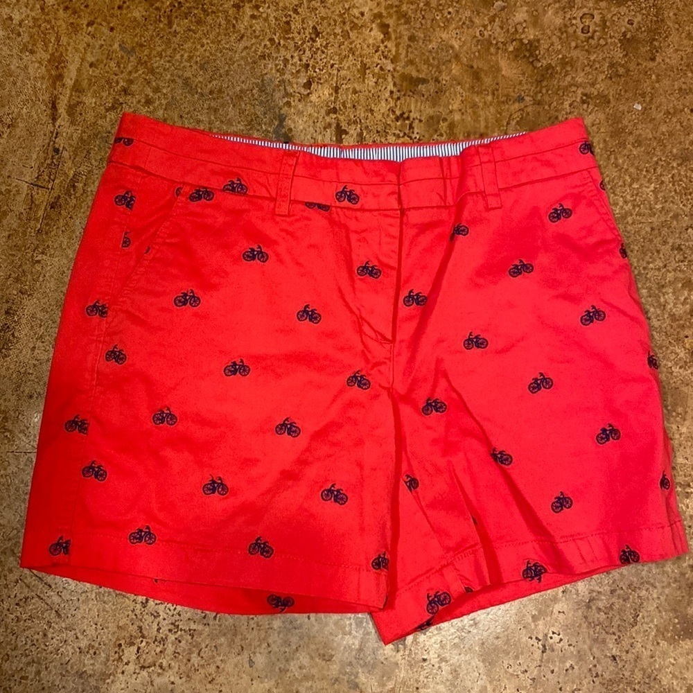 BRITISH Khaki red‎ bicycle embroidered chino shorts